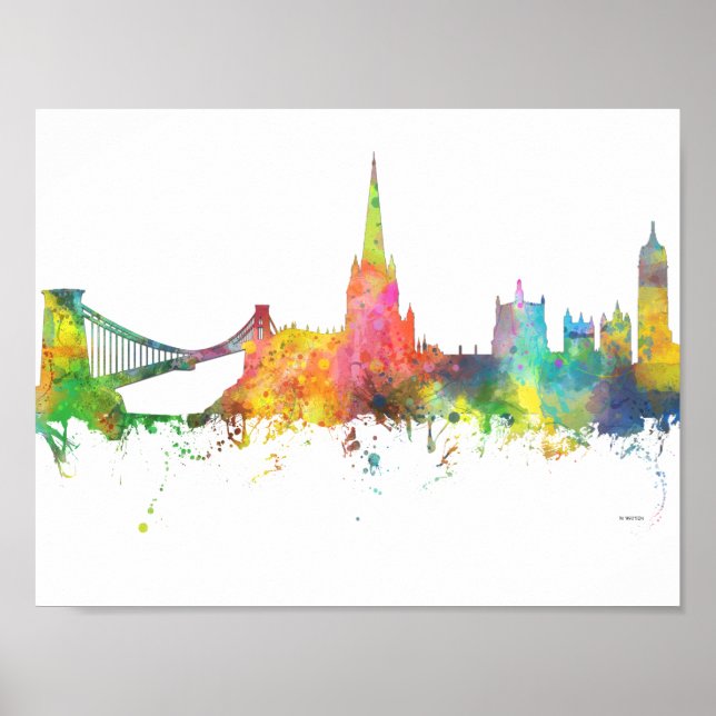 PÓSTER BRISTOL, SKYLINE DEL REINO UNIDO (Frente)