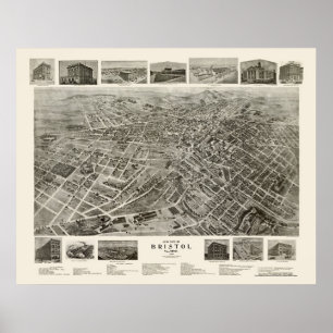 Póster Bristol, TN Panoramic Map - 1912