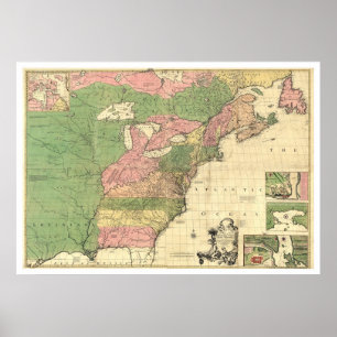 Póster British & French America Map - 1775