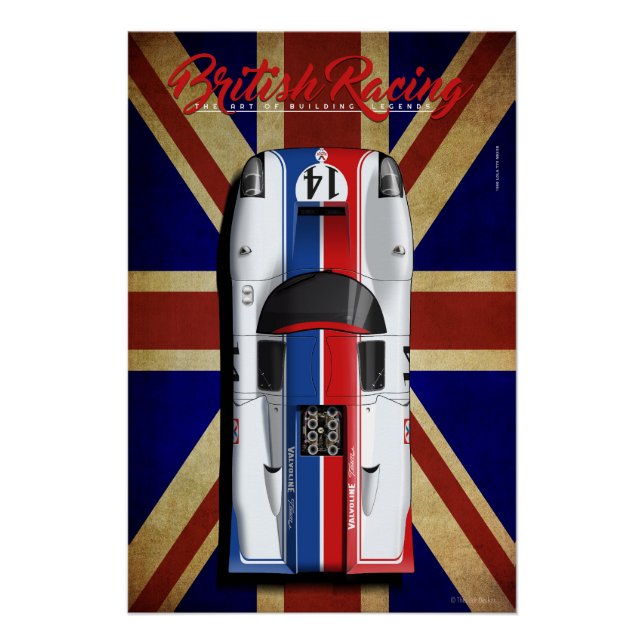 Póster British Racing Lola T70 MKIIIB No.14 Valvoline (Anverso)