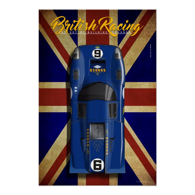Póster British Racing Lola T70 MKIIIB No.6 Sunoco (Anverso)