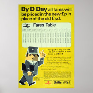 Póster British Rail D-Day - Fares Table
