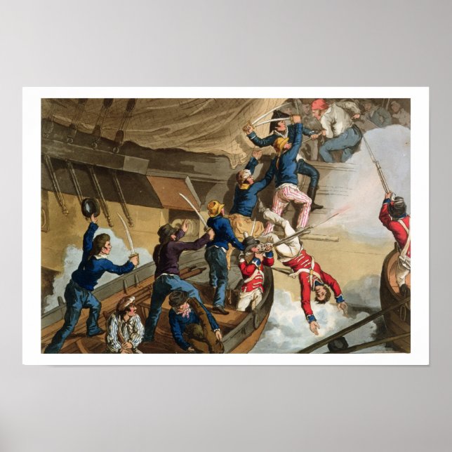 Póster British Sailors Boarding a Man of War, engraved by (Frente)
