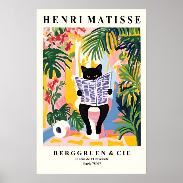 Póster British Shorthair Cat on a Toilet Print - Matisse (Frente)