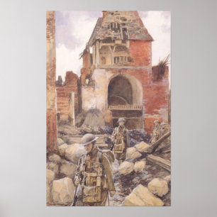 Póster British Soldiers in the Ruins of Peronne, 1917