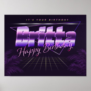 Póster Britta Nombre Vorname lila retro Poster Geburtstag