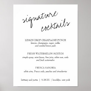 Póster Brittany Signature Cocktails Menú Boda Rótulo