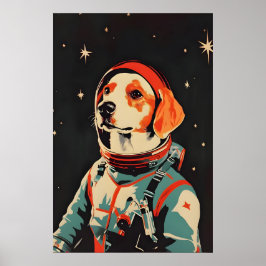 Póster Brittany Spaniel Astronaut Poster, Brittany Retro