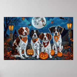 Póster Brittany Spaniel Halloween Espeluznante