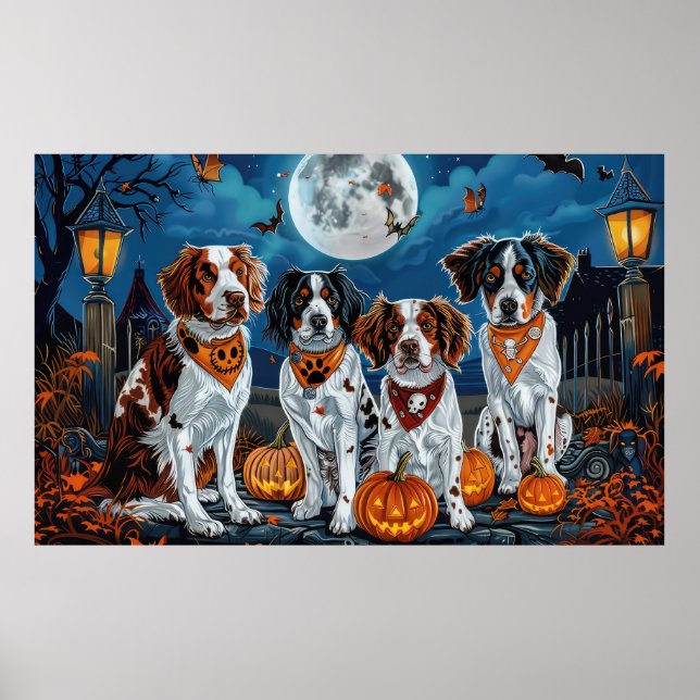 Póster Brittany Spaniel Halloween Spooky (Frente)