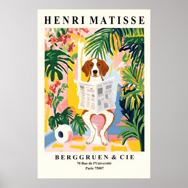 Póster Brittany Spaniel On a Toilet - Funny Matisse (Frente)