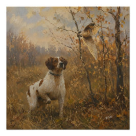 Póster Brittany Spaniel y chocha