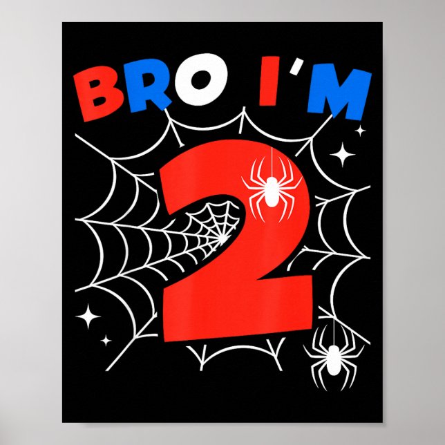 Póster Bro I'm 2 Sder Web Theme 2nd Birthday Party Two Ye (Frente)