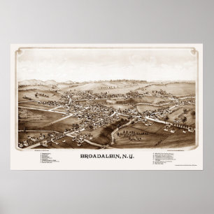 Póster Broadalbin, Mapa Panorámico NY - 1880