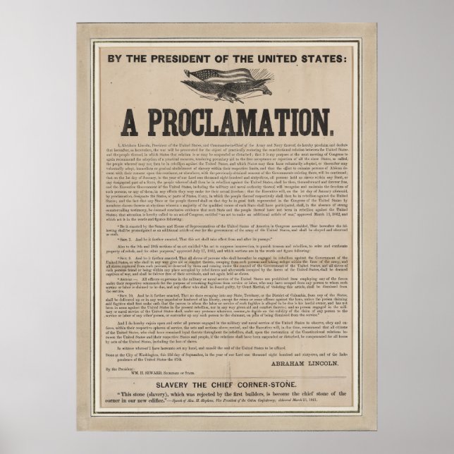 Póster Broadside de la Proclamación de Emancipación Preli (Frente)