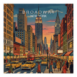 Póster Broadway Nueva York Viajes Arte Vintage