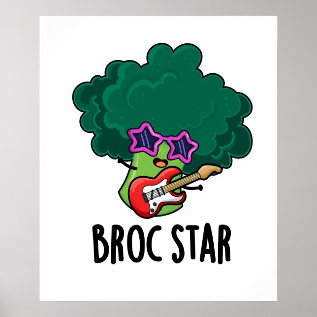 Póster Broc Star Funny Brocolli Rock Star PUn (Frente)