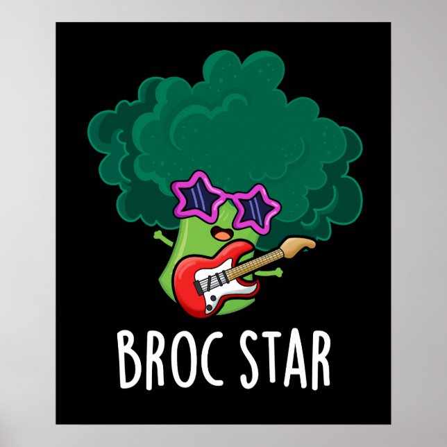 Póster Broc Star Funny Brocolli Rock Star Pun Dark BG (Frente)