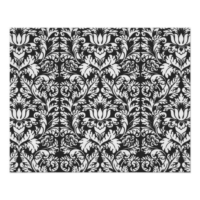 Póster Brocade Lace de Damasco Blanco Negro (Anverso)