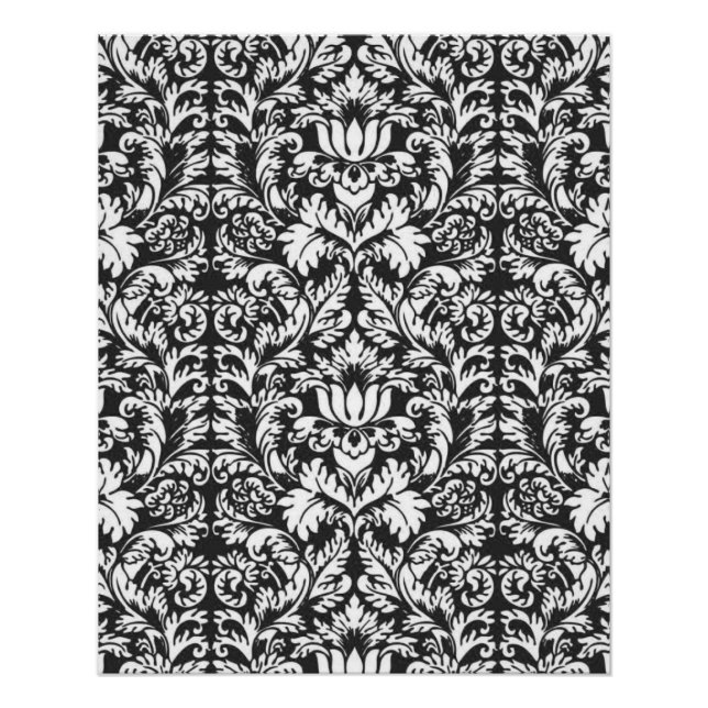 Póster Brocade Lace de Damasco Blanco Negro (Anverso)