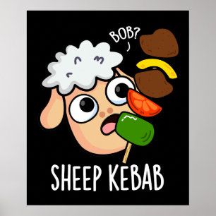 Póster Brocheta de cordero divertida brocheta de kebab br