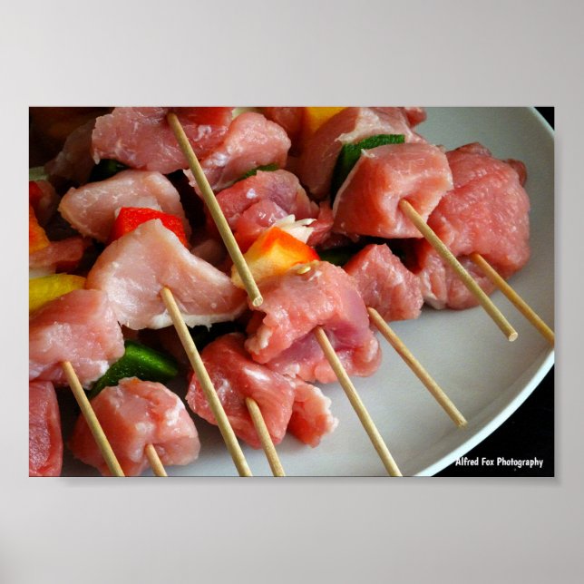 Póster Brochetas de pimienta de cerdo (Frente)