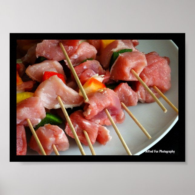 Póster Brochetas de pimienta de cerdo (Frente)