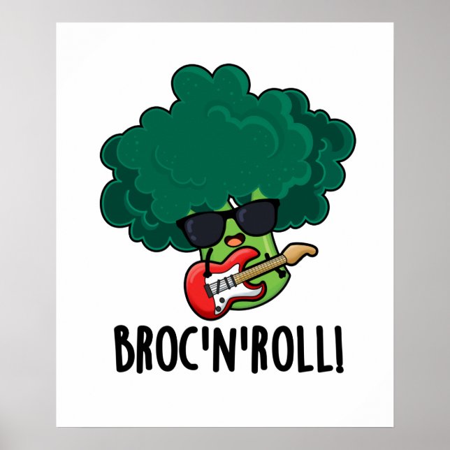 Póster Brock n Roll Funny Veggie Broccoli Pun (Frente)