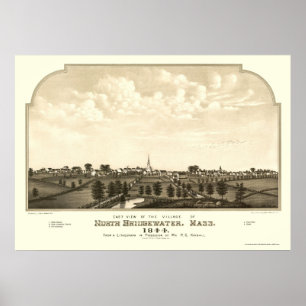Póster Brockton, MAMÁES Mapa Panorámico - 1844
