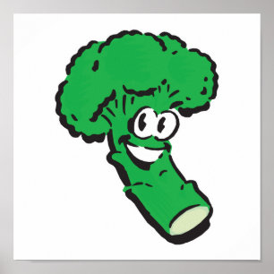 Póster brócoli sonriente feliz