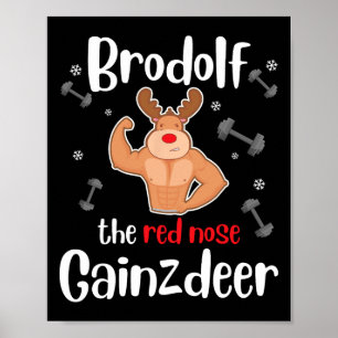 Póster Brodolf La Nariz Roja Gainzdeer Hombres Gym Navida