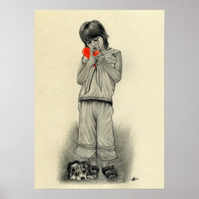 Póster Broken Heart Boy Puppy Poster (Frente)