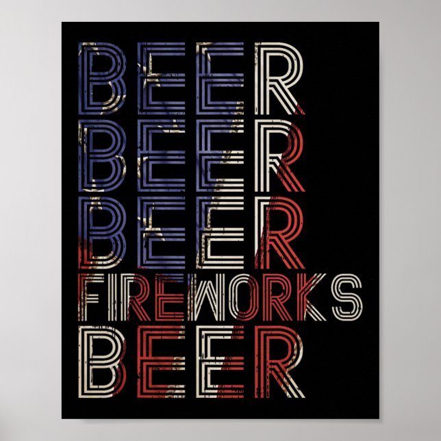 Póster Bromas De Cerveza Retro 4 De Julio Desfile Fiesta  (Frente)