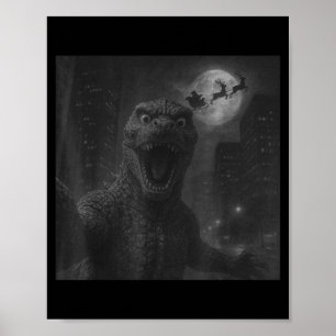 Póster Bromas Japonés Kaiju Selfie Santa Navidad Hombres