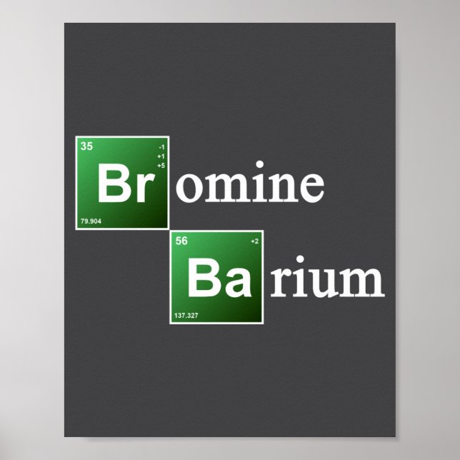 Póster Bromine And Barium Periodic Table Chemistry Elemen (Frente)