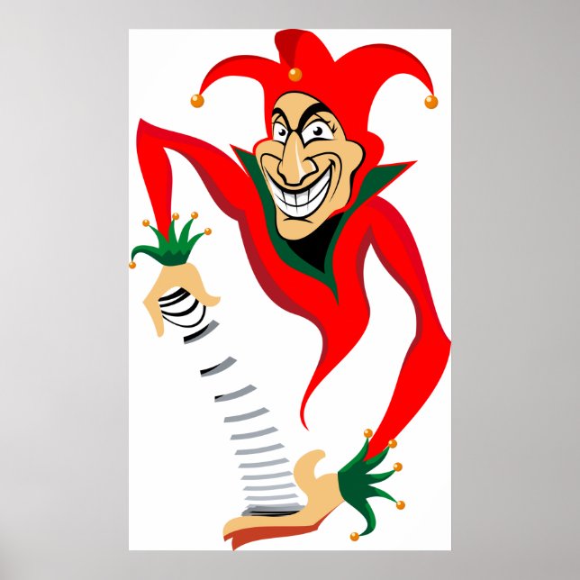 Póster Bromista de Jester que graba mal con Jack-en-la-ca (Frente)