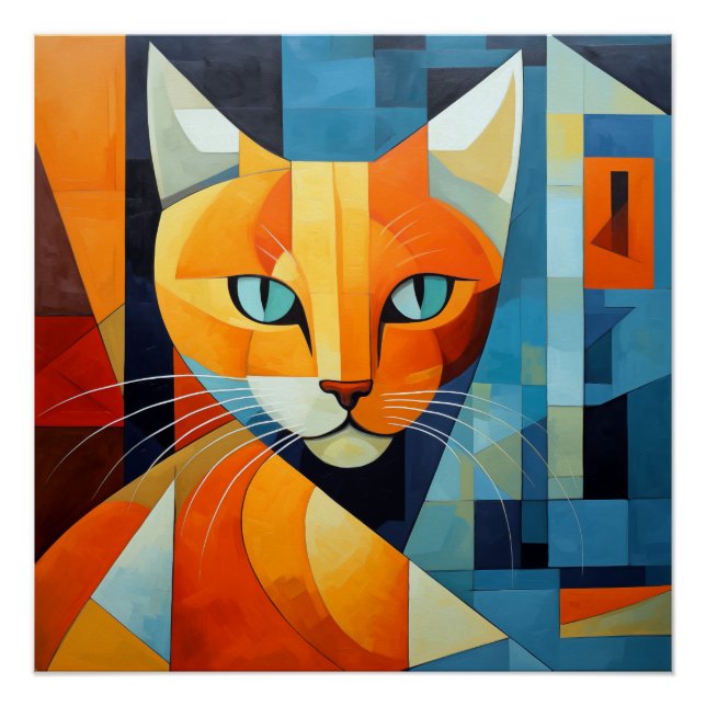 Póster Bromistas abstractos: gato Naranja (Anverso)