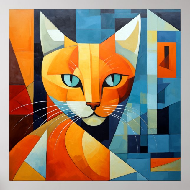 Póster Bromistas abstractos: gato Naranja (Frente)