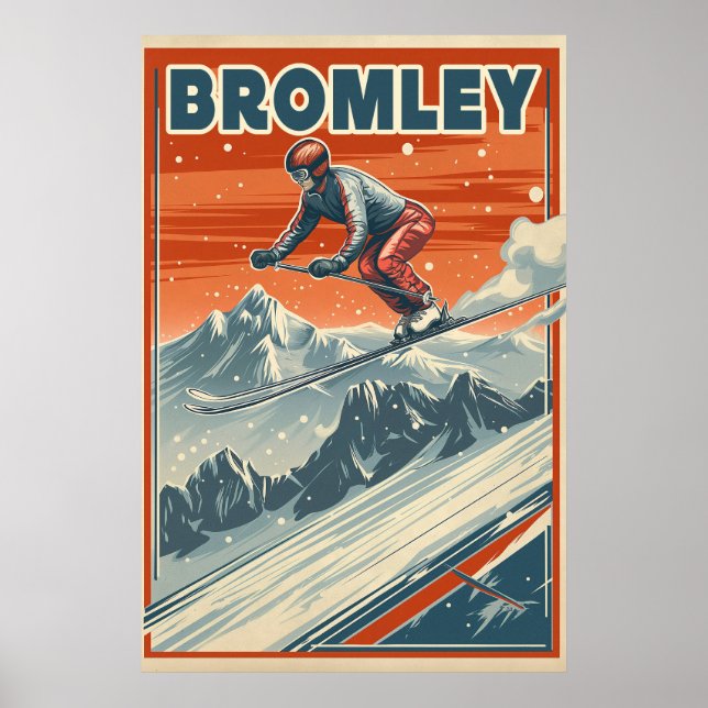 Póster Bromley Mountain: Un Poster de esquí de época (Frente)