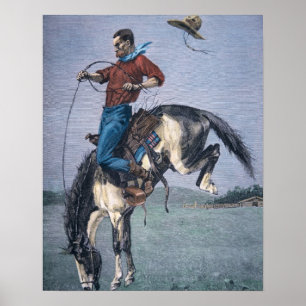 Póster Bronco-Buster (grabado de colores)