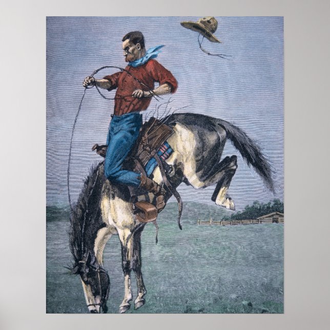 Póster Bronco-Buster (grabado de colores) (Frente)