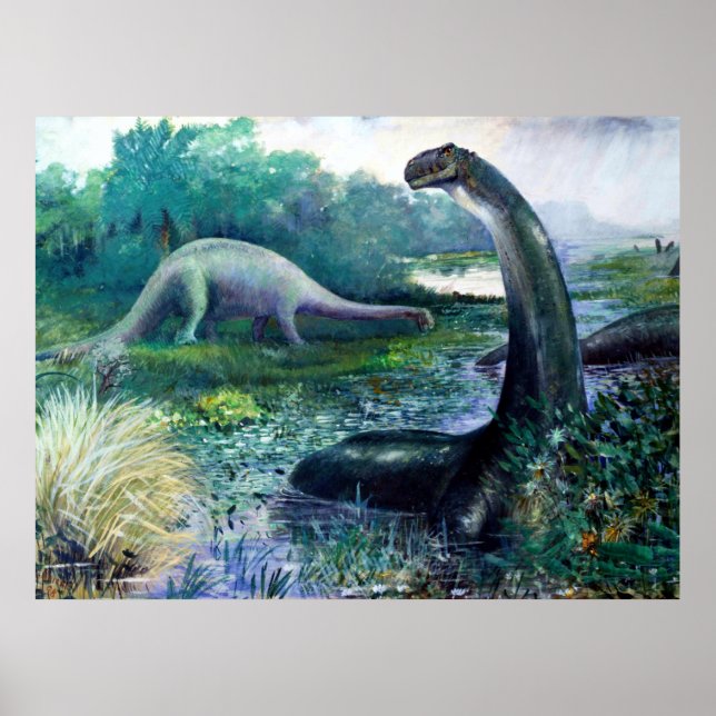 Póster Brontosauro Jurásico Dinosaurio (Frente)