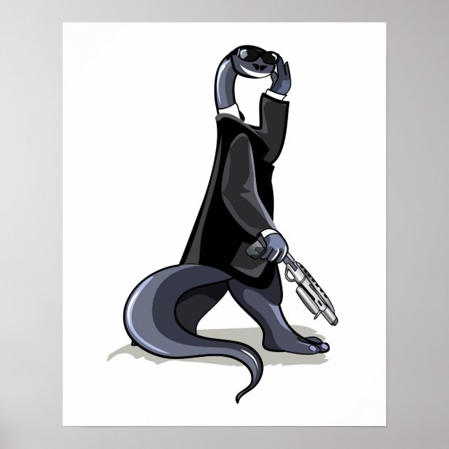 Póster Brontosauro Vestido Como Personaje De Película. (Frente)
