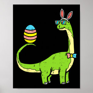 Póster Brontosaurus Bunny Ears Egg Easter Day Dinosaur Di