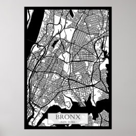 Póster Bronx USA City Map