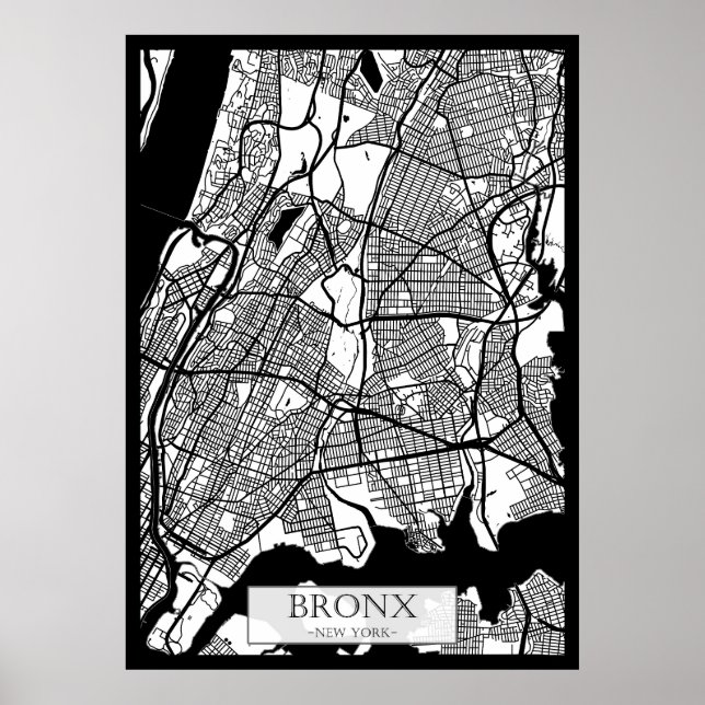 Póster Bronx USA City Map (Frente)