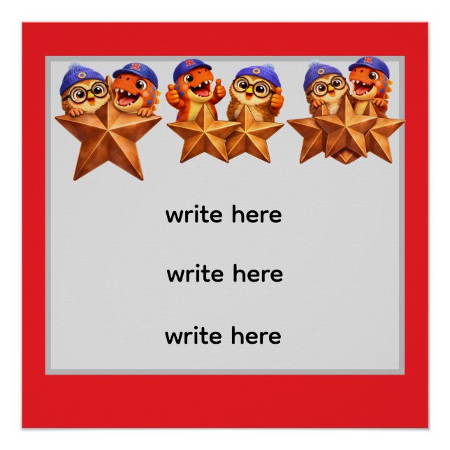 Póster Bronze achievement poster, customisable star rewar (Anverso)