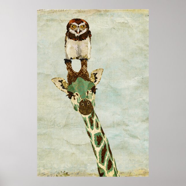 Póster Bronze Giraffe & Owl Art Poster (Frente)