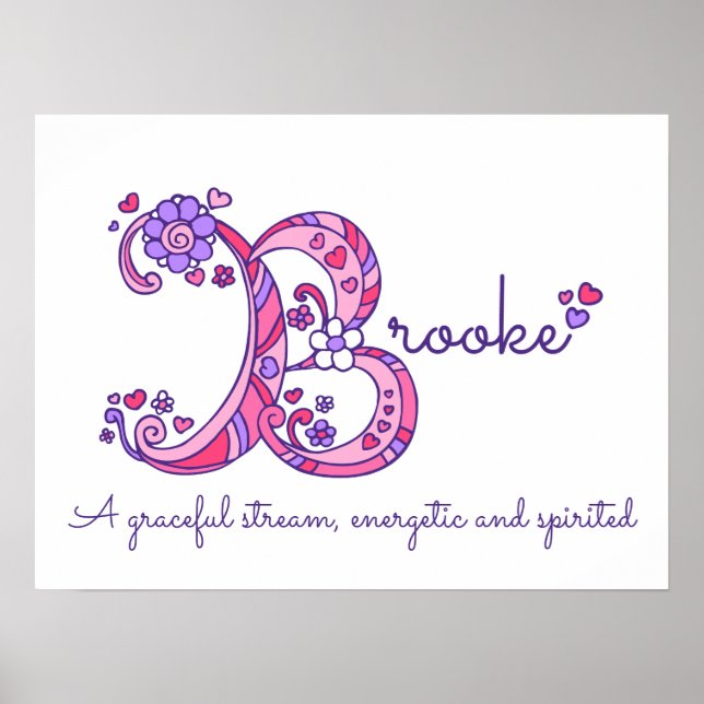 Póster Brooke B nombre inicial del dibujo del doodle (Frente)