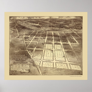 Póster Brookland, mapa panorámico de DC - 1895